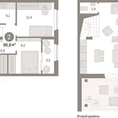 Квартира 96,6 м², 2-комнатная - изображение 3