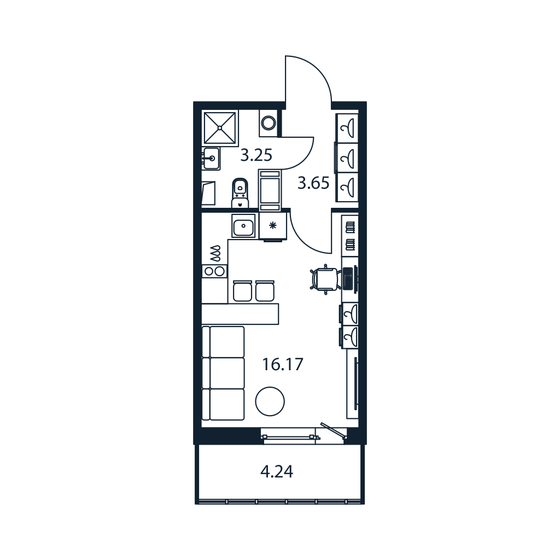 24,3 м², квартира-студия 4 185 888 ₽ - изображение 1