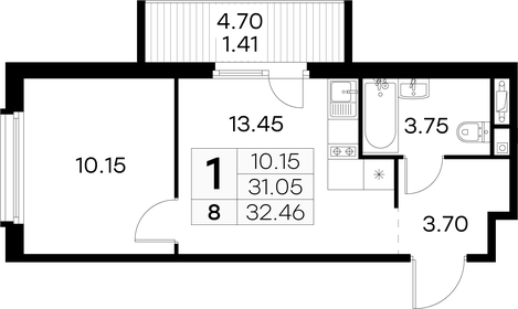 32,3 м², квартира-студия 10 746 316 ₽ - изображение 81