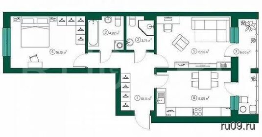 Квартира 65 м², 2-комнатная - изображение 1