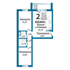 Квартира 55,9 м², 2-комнатная - изображение 5