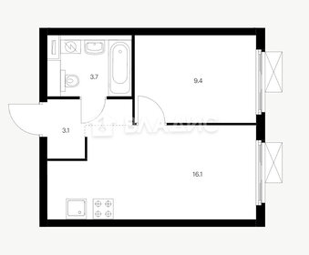 Квартира 32,2 м², 1-комнатная - изображение 1