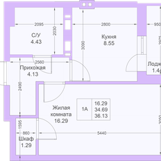 Квартира 36,1 м², 1-комнатная - изображение 2