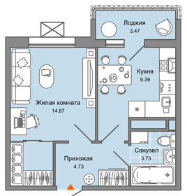 Квартира 34 м², 1-комнатная - изображение 1