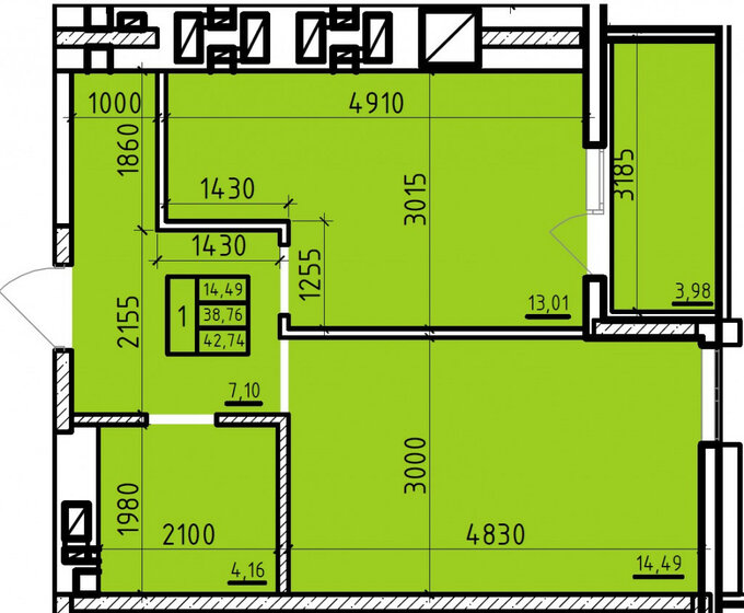 42,7 м², 1-комнатная квартира 4 274 000 ₽ - изображение 1