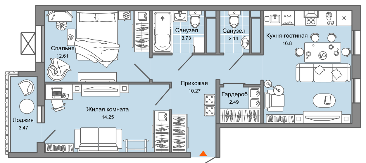 64 м², 3-комнатная квартира 5 352 908 ₽ - изображение 1