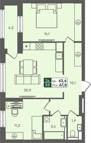 67,6 м², 3-комнатная квартира 4 500 000 ₽ - изображение 58