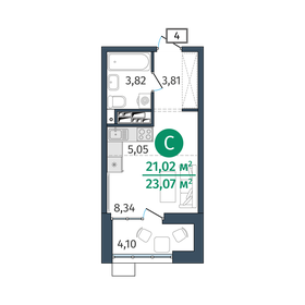 19,3 м², квартира-студия 1 960 000 ₽ - изображение 92
