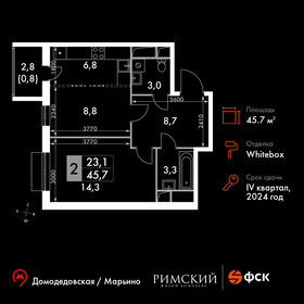 44 м², 2-комнатная квартира 7 600 000 ₽ - изображение 95