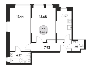 Квартира 55,8 м², 2-комнатная - изображение 1