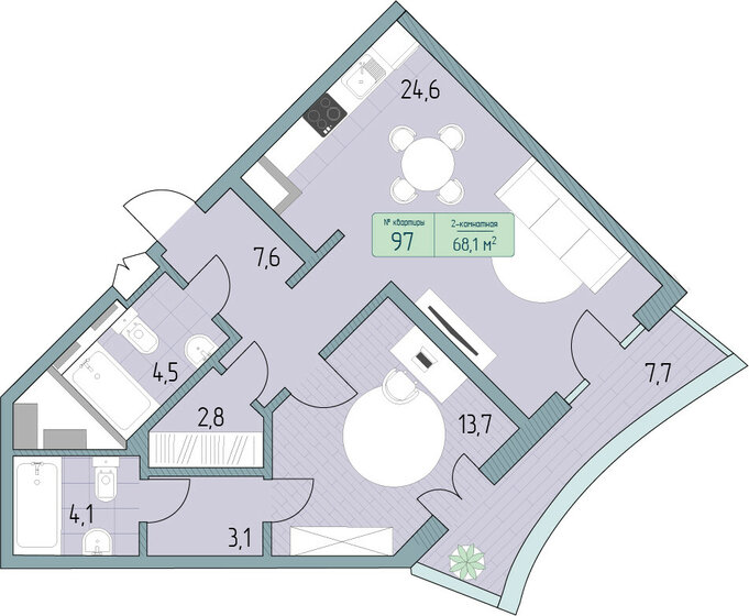 73,5 м², 2-комнатные апартаменты 15 731 100 ₽ - изображение 1
