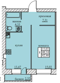 40,8 м², 1-комнатная квартира 3 675 600 ₽ - изображение 58