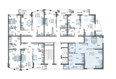 70,1 м², 2-комнатная квартира 9 788 779 ₽ - изображение 37