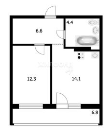 Квартира 44,2 м², 1-комнатная - изображение 1