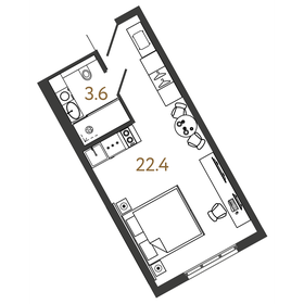 Квартира 26 м², студия - изображение 1