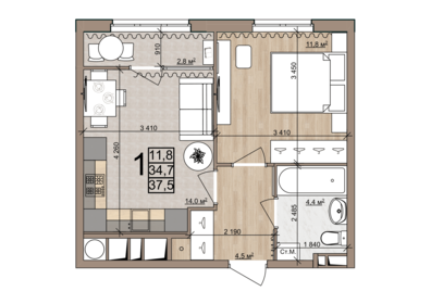 38,6 м², 1-комнатная квартира 4 426 800 ₽ - изображение 59