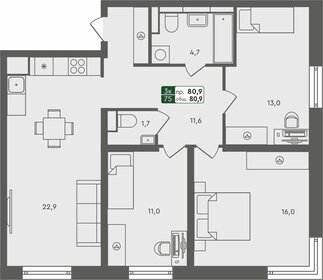 77,9 м², 3-комнатная квартира 7 090 000 ₽ - изображение 20