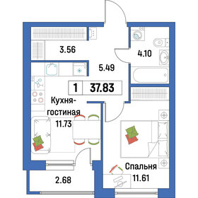 Квартира 37,8 м², 1-комнатная - изображение 1