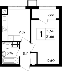 Квартира 31,7 м², 1-комнатная - изображение 1