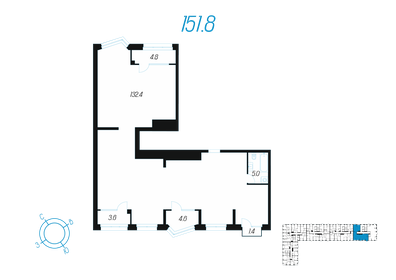 Квартира 151,8 м², 1-комнатная - изображение 1