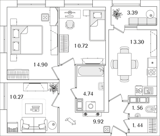 67,8 м², 3-комнатная квартира 19 713 810 ₽ - изображение 34