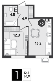 36,9 м², 1-комнатная квартира 5 767 470 ₽ - изображение 13