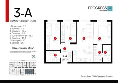 63,5 м², 3-комнатная квартира 9 410 000 ₽ - изображение 12