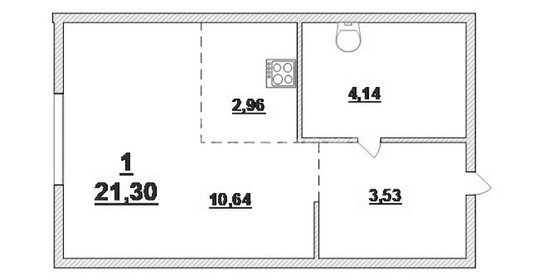 Квартира 21,3 м², студия - изображение 1