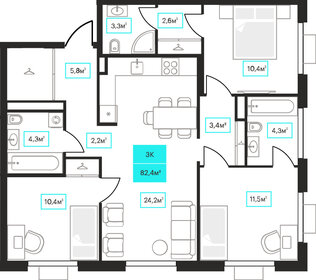 88,6 м², 3-комнатная квартира 13 600 000 ₽ - изображение 91