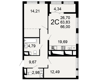 68 м², 3-комнатная квартира 6 200 000 ₽ - изображение 80