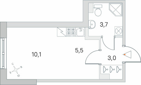 Квартира 22,3 м², студия - изображение 1