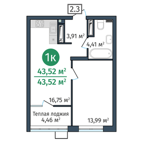 Квартира 43,5 м², 1-комнатная - изображение 1