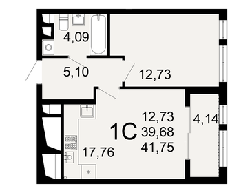Квартира 41,8 м², 1-комнатная - изображение 1
