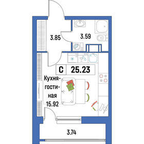 26 м², квартира-студия 4 600 000 ₽ - изображение 159