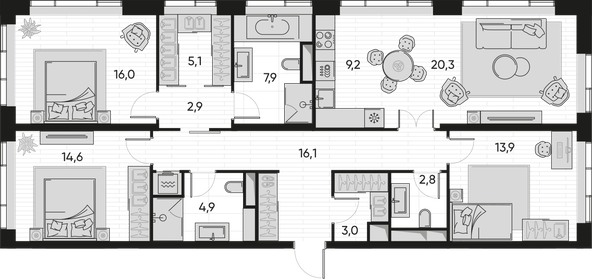 319,2 м², 5-комнатная квартира 180 816 400 ₽ - изображение 105