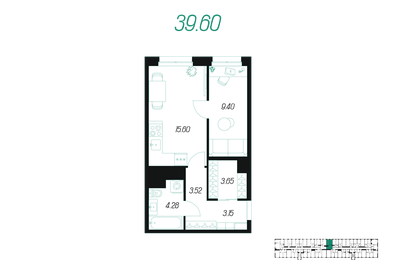 41,4 м², 1-комнатная квартира 3 790 000 ₽ - изображение 43