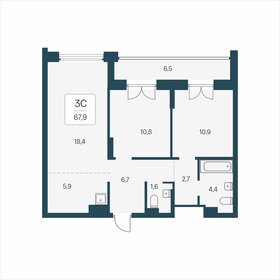 Квартира 67,9 м², 3-комнатная - изображение 1