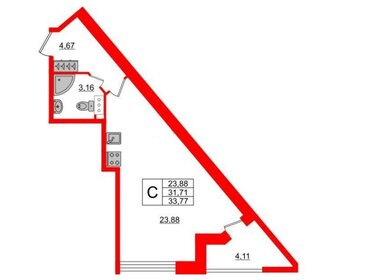 Квартира 33,8 м², студия - изображение 1