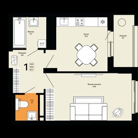 Квартира 37 м², 1-комнатная - изображение 1