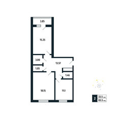 Квартира 65,5 м², 2-комнатная - изображение 3