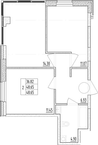 48,7 м², 2-комнатные апартаменты 9 300 000 ₽ - изображение 1