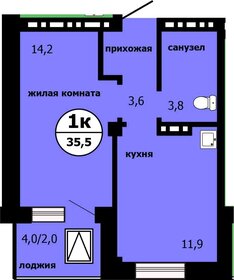 Квартира 35,5 м², 1-комнатная - изображение 1