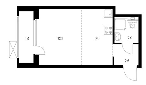 Квартира 26 м², студия - изображение 1