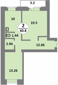 Квартира 60,8 м², 2-комнатная - изображение 1