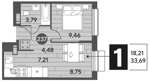 28,1 м², 1-комнатная квартира 4 990 000 ₽ - изображение 55