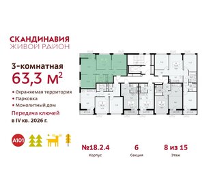 64,9 м², 3-комнатная квартира 14 968 835 ₽ - изображение 7