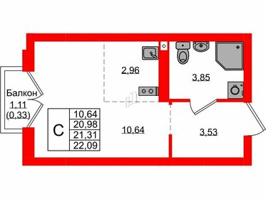 21,8 м², квартира-студия 3 863 367 ₽ - изображение 1