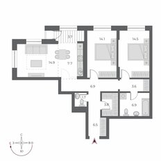 Квартира 84,3 м², 3-комнатная - изображение 3