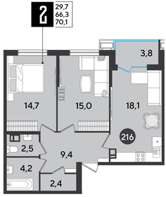 72,4 м², 2-комнатная квартира 8 702 480 ₽ - изображение 16