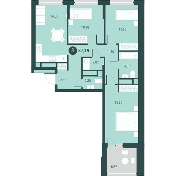 78,2 м², 3-комнатная квартира 9 040 000 ₽ - изображение 1